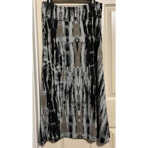Robert Louis Black Multi Artsy Dark Fairy Whimsy Goth Midi Maxi Skirt Stretch L